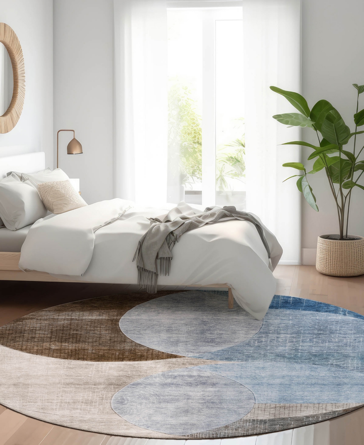 Addison Chantille Machine Washable Acn1140 8'x8' Round Area Rug In Denim