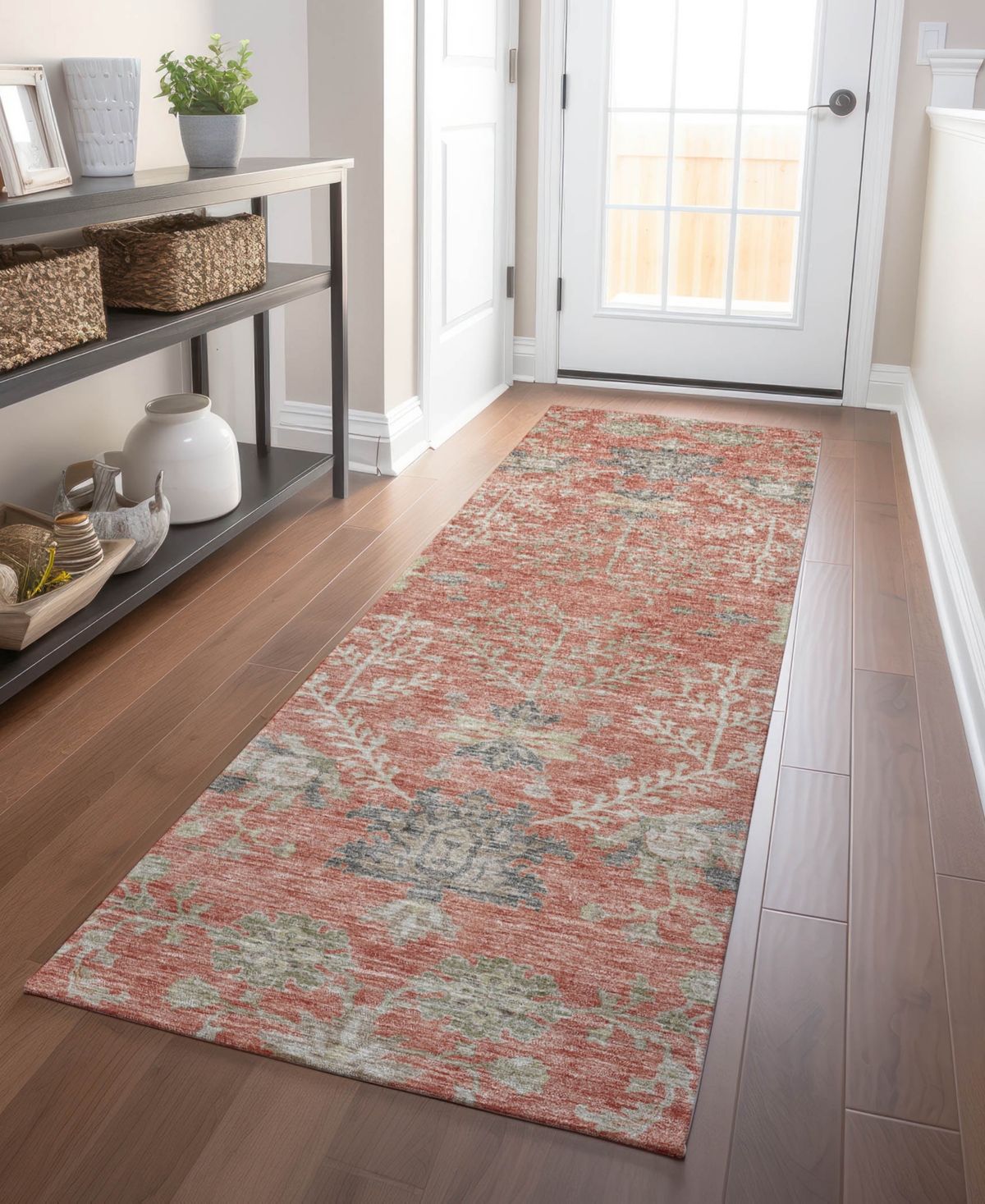 Addison Chantille Machine Washable Acn1156 2'3"x7'6" Runner Area Rug In Coral