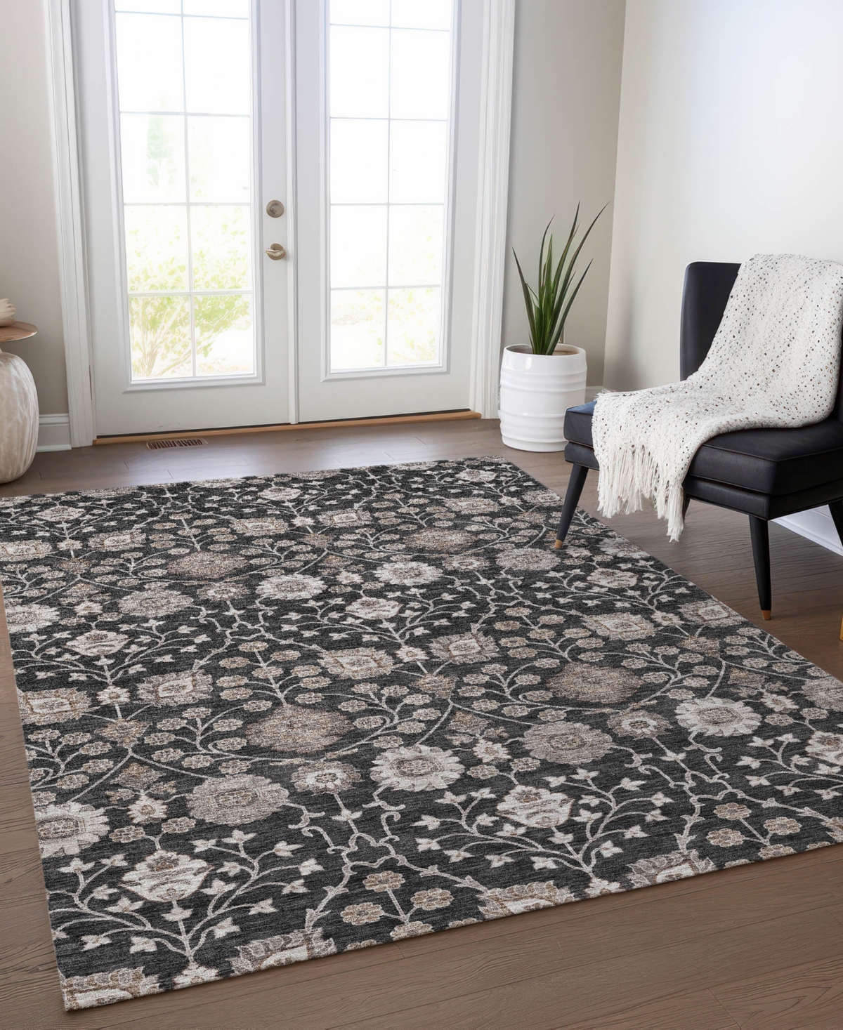 Addison Chantille Machine Washable Acn1155 8'x10' Area Rug In Black