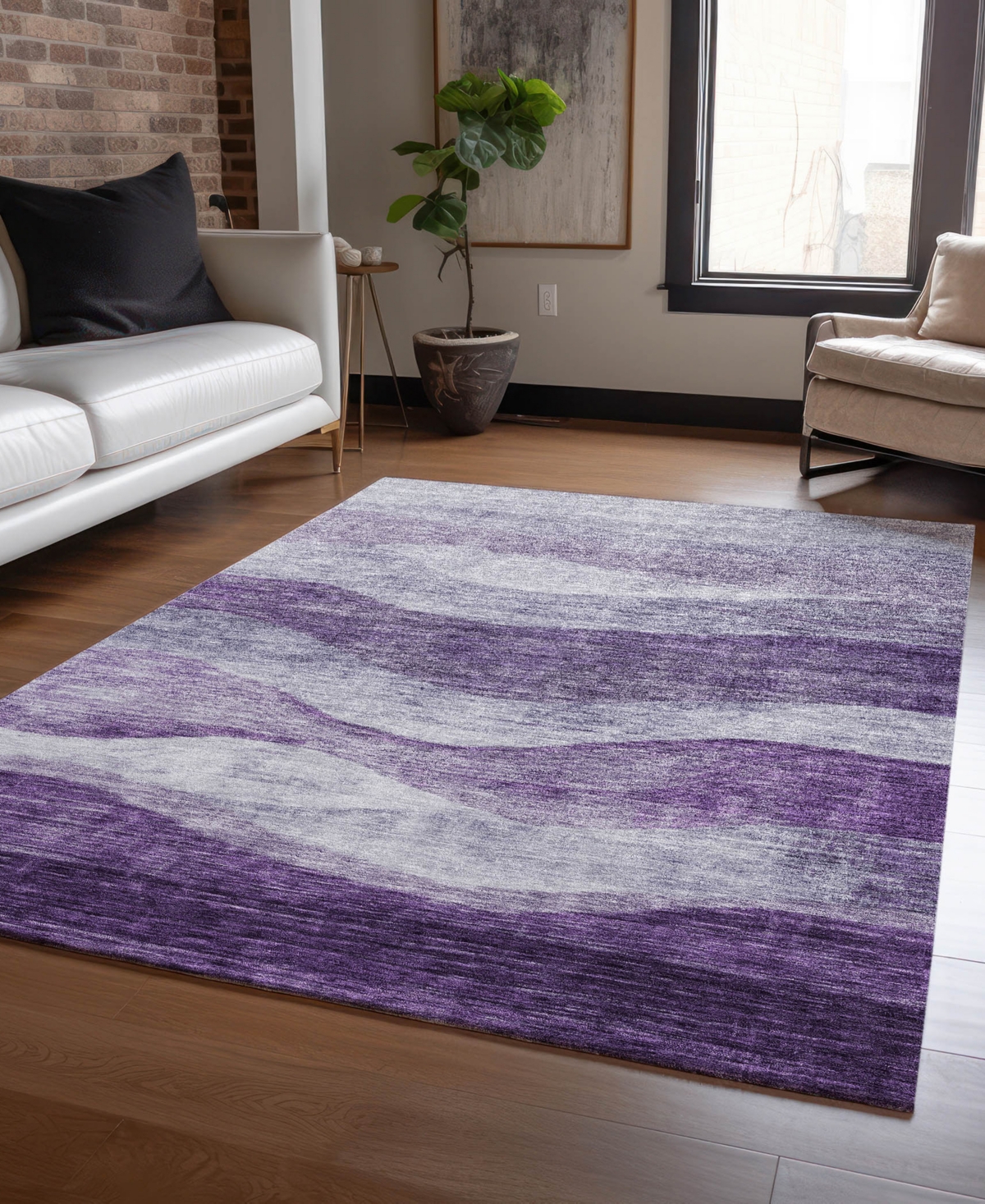 Addison Chantille Machine Washable Acn1141 8'x10' Area Rug In Lavender