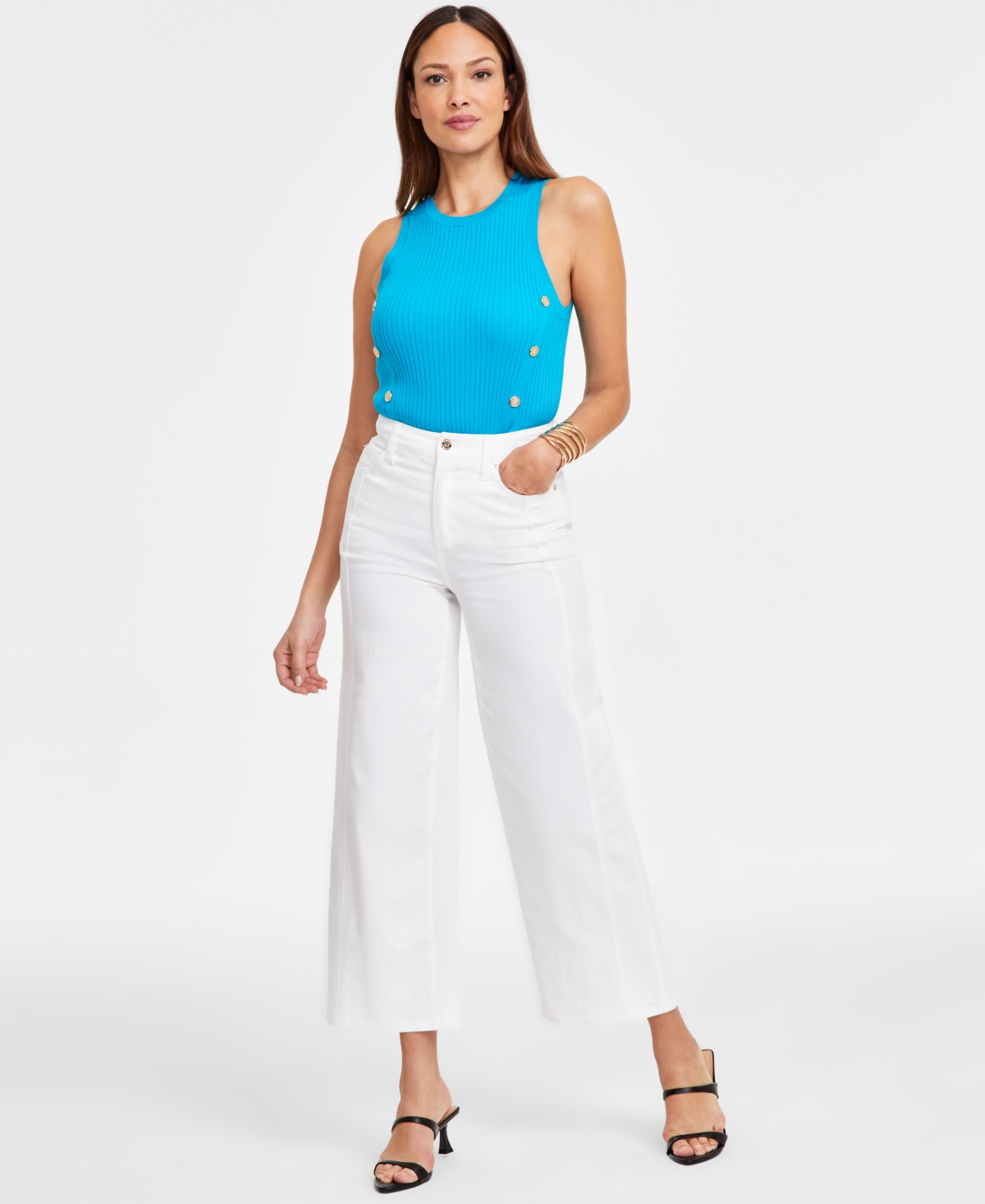 Women's Wide-Leg High-Rise Denim Jeans, Exclusively at Macy's - White