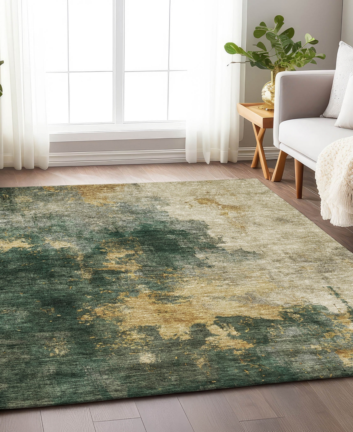 Addison Chantille Mahine Washable Acn1072 8'x10' Area Rug In Moss