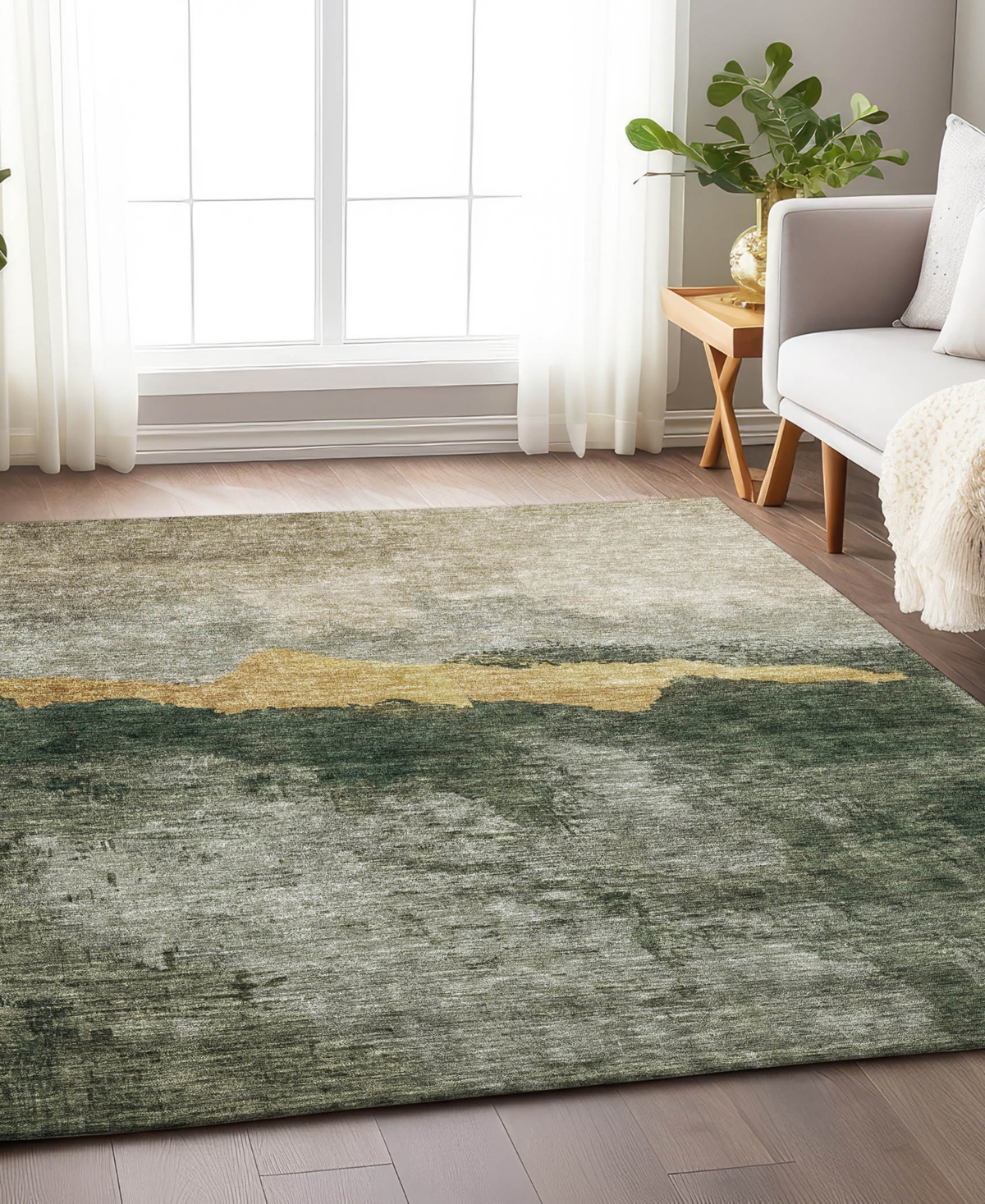 Addison Chantille Mahine Washable Acn1069 5'x7'6" Area Rug In Moss