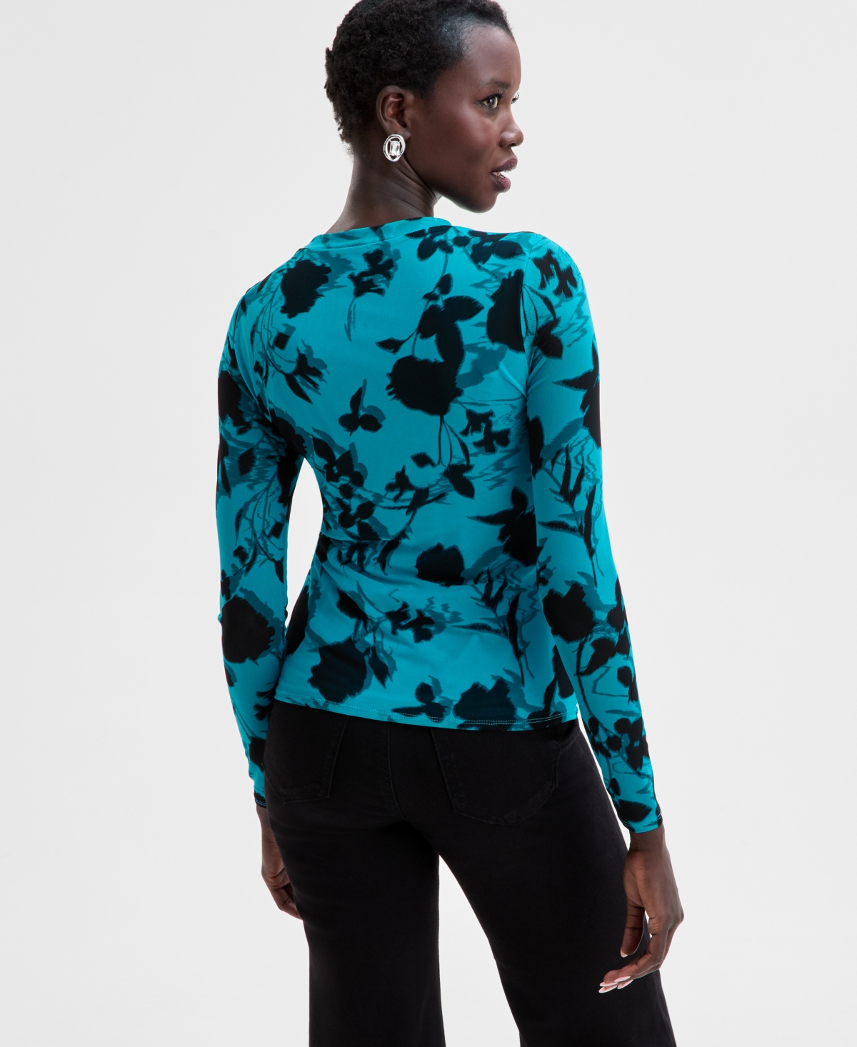 Inc International Concepts Women's Long-sleeve Mesh Crewneck Top, Exclusively At Macy's In Tara Rose