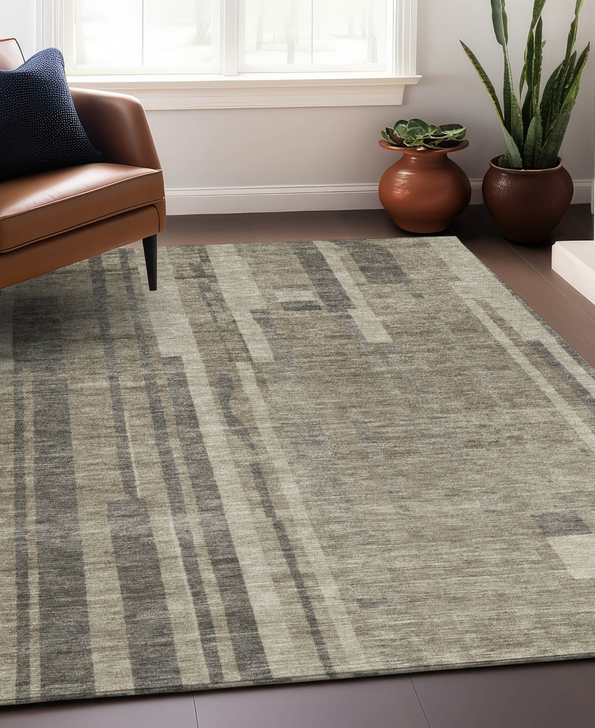 Addison Chantille Mahine Washable Acn1063 9'x12' Area Rug In Taupe