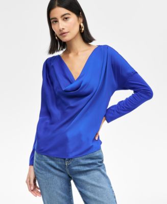 I.N.C. International Concepts Women's Satin-Front Cowl-Neck