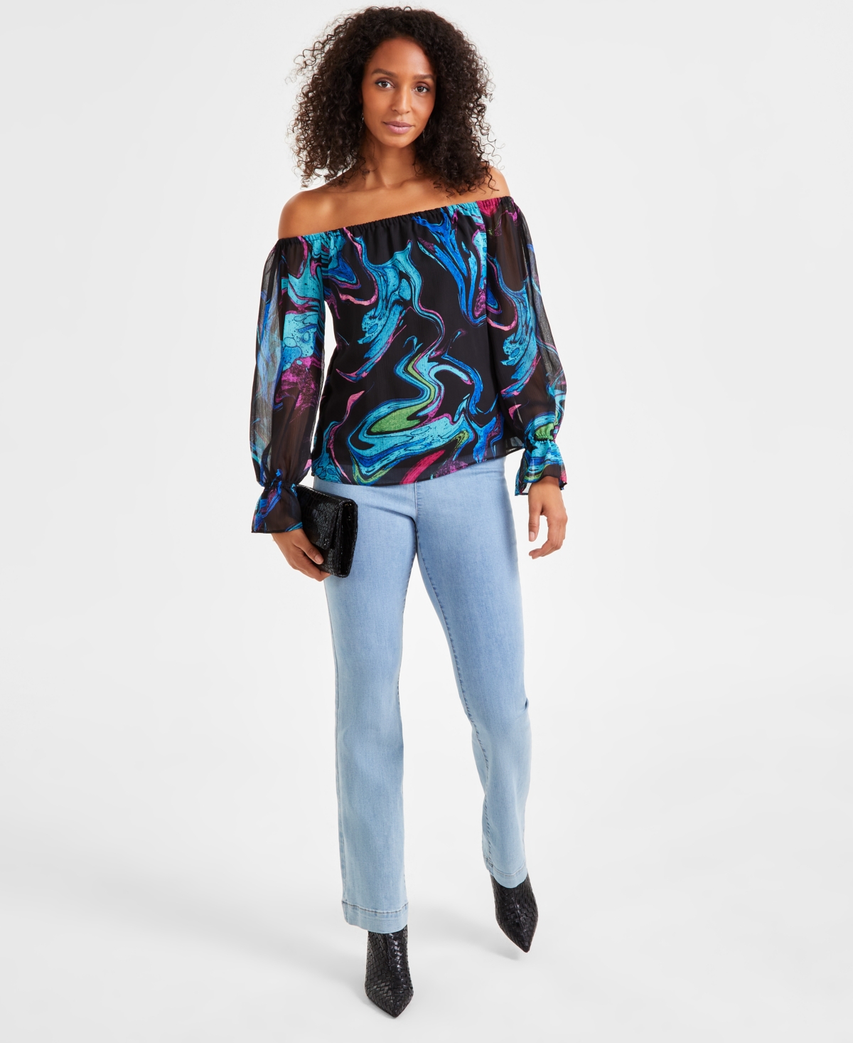 Inc International Concepts Women's Off-the-shoulder Top, Exclusively At Macy's In Meara Marb