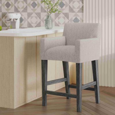 26'' Upholstered Counter Height Stool with Wood Legs, 1-Pack for Kitchen or Home Bar