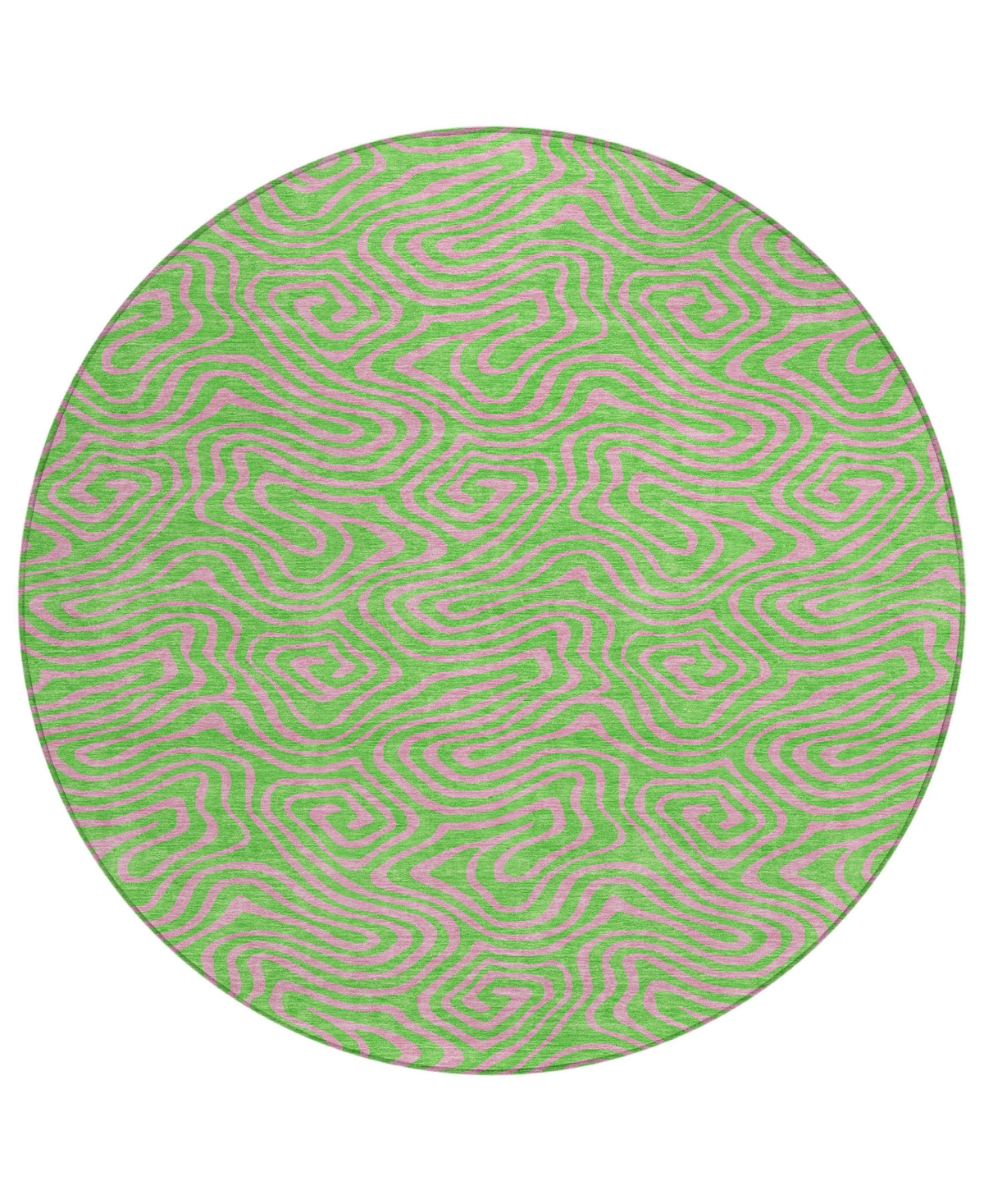 Addison Chantille Mahine Washable Acn1031 8'x8' Round Area Rug In Lime