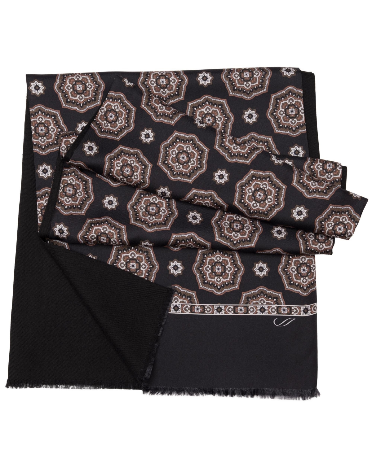 Elizabetta Men's Jove - Wool Backed Silk Scarf for Men - Black and brown