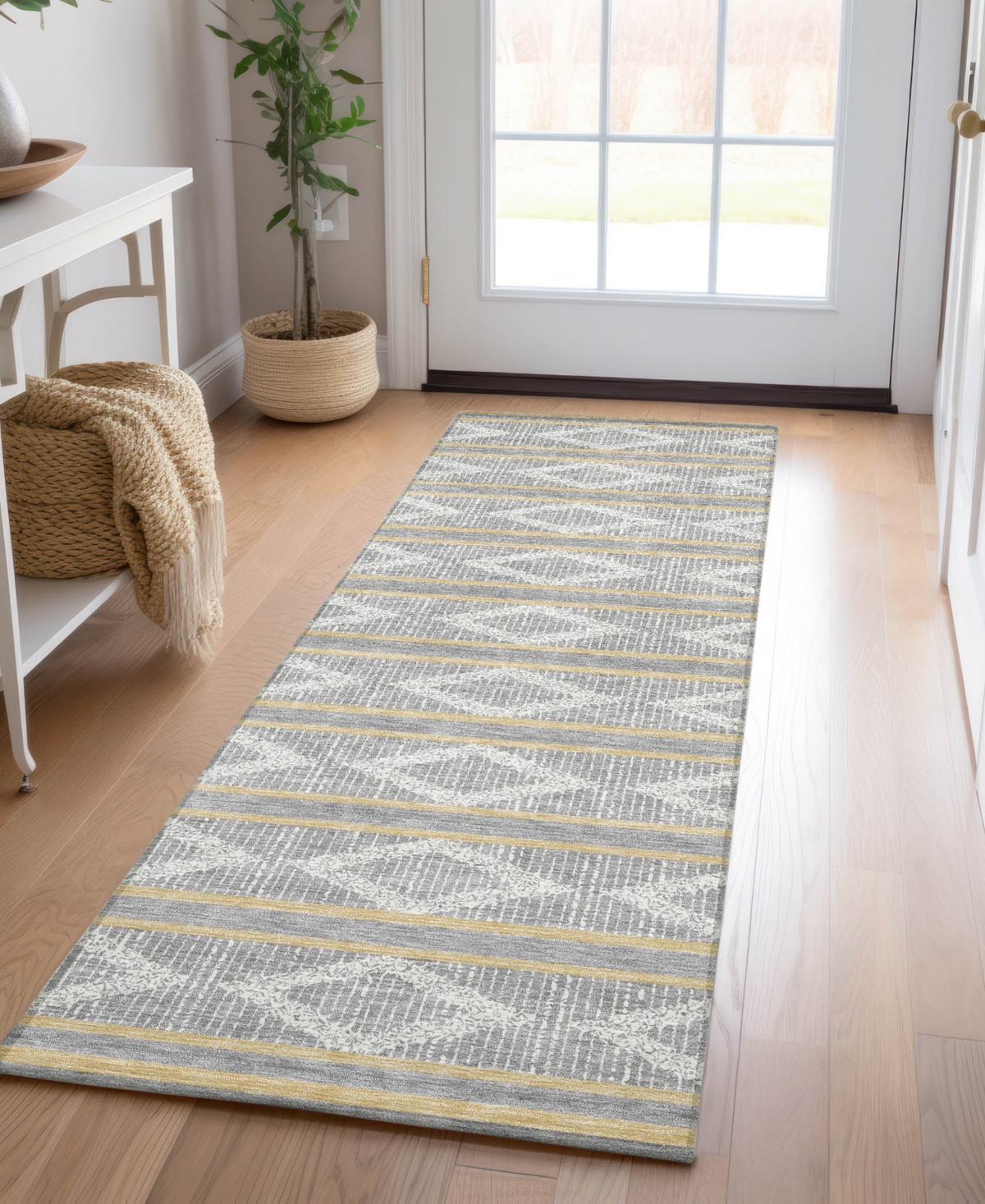 Addison Chantille Mahine Washable Acn1029 2'3"x7'6" Runner Area Rug In Gray