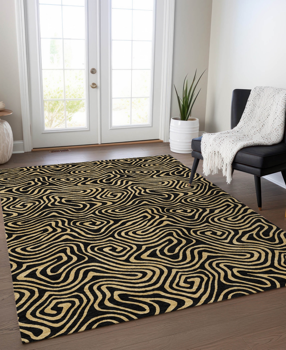 Addison Chantille Mahine Washable Acn1031 2'6"x3'10" Area Rug In Black