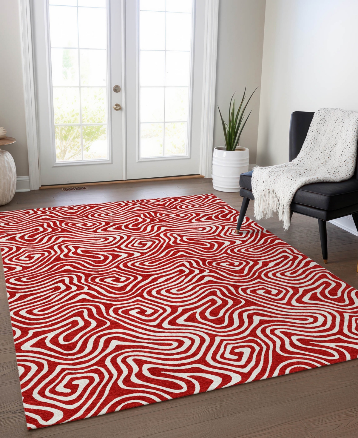 Addison Chantille Mahine Washable Acn1030 5'x7'6" Area Rug In Red