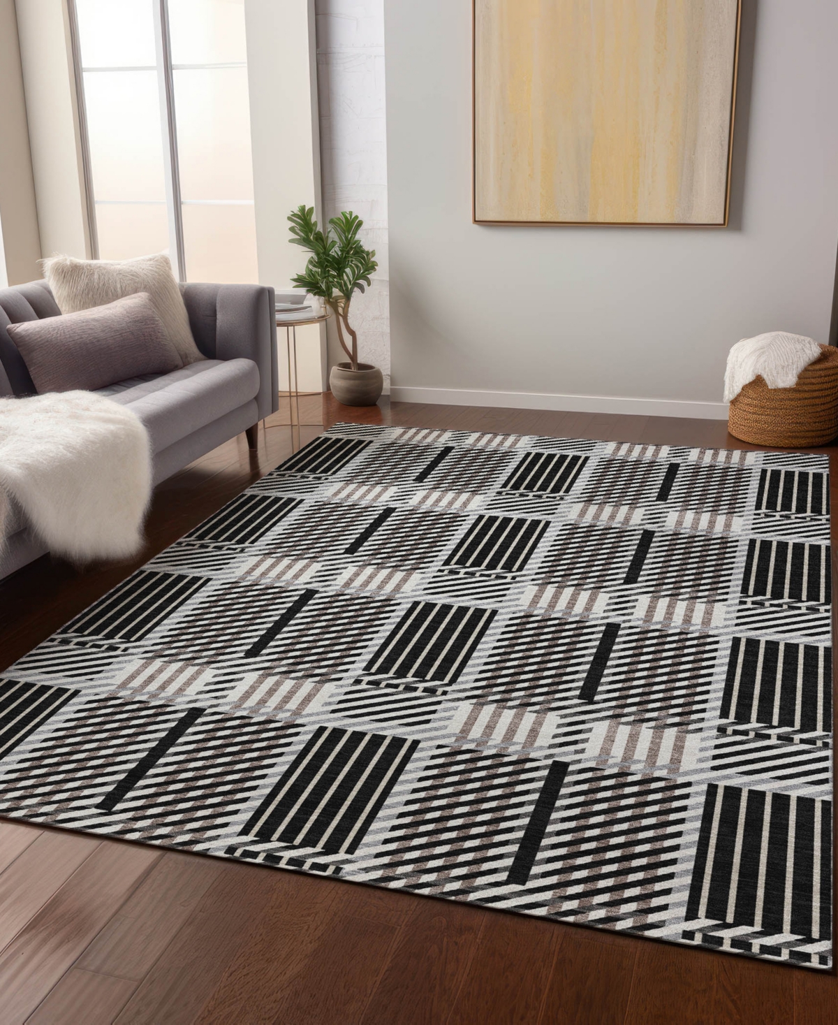 Addison Chantille Mahine Washable Acn1000 9'x12' Area Rug In Black