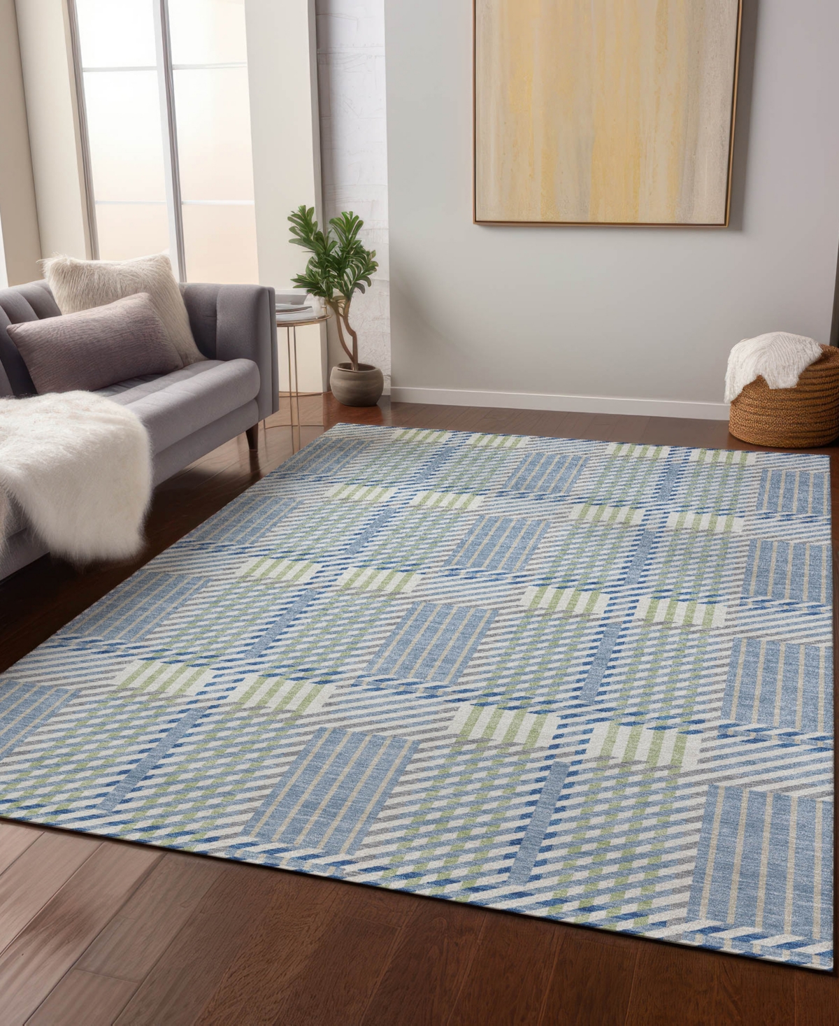 Addison Chantille Machine Washable Acn1000 8'x10' Area Rug In Denim