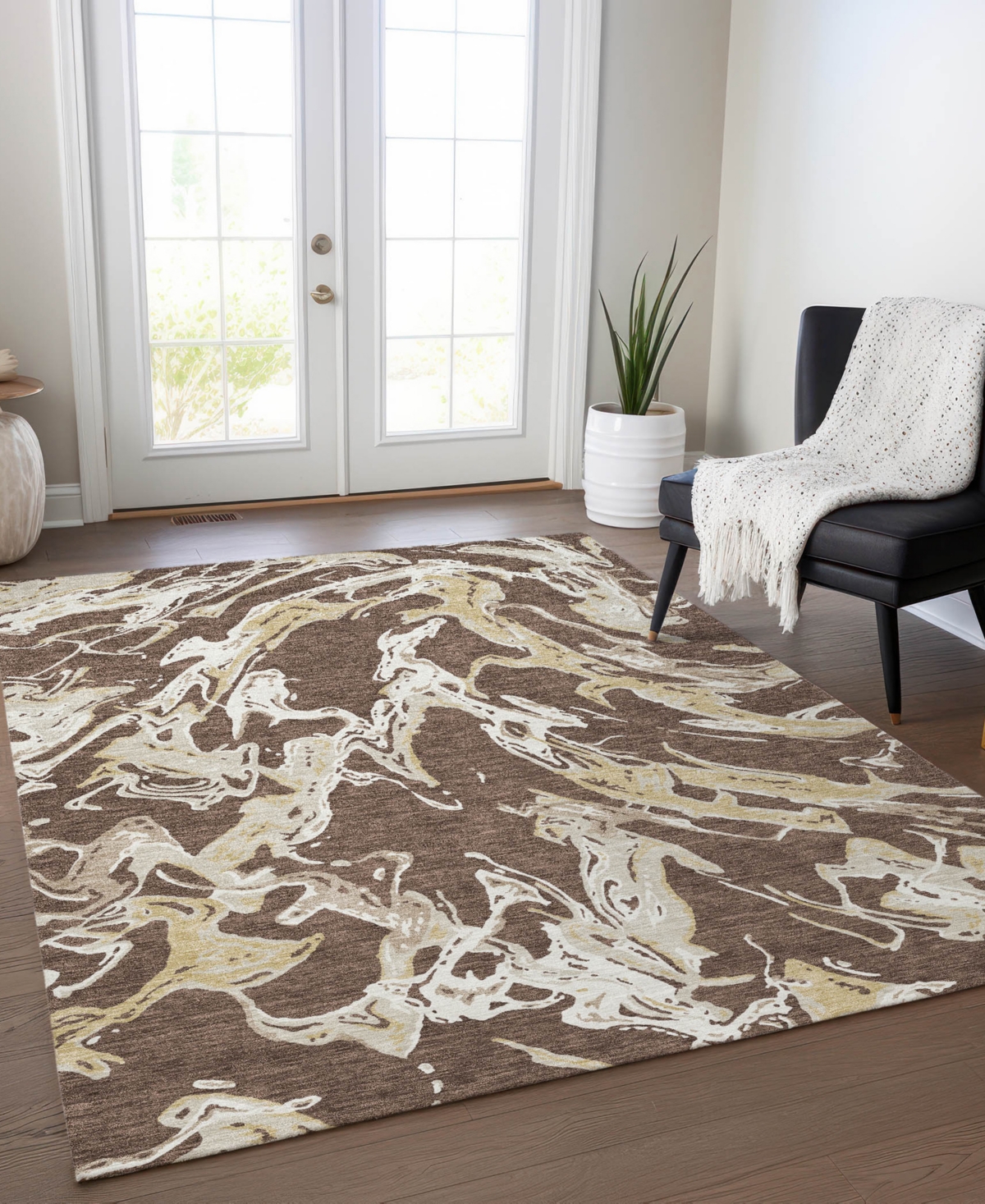 Addison Chantille Mahine Washable Acn1035 8'x10' Area Rug In Brown