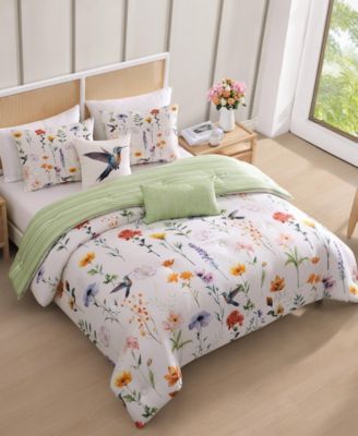 Fresh Cut Flowers Bedding 200 Thread Count 100% Cotton Sateen 5 Piece Reversible King Comforter Set