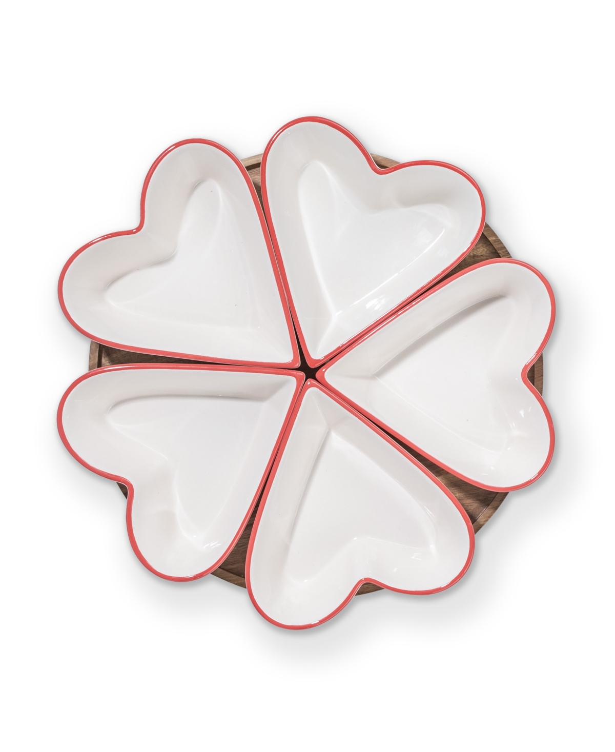 Thirstystone Lazy Susan With Heart Dishes, Set Of 6 In White,red