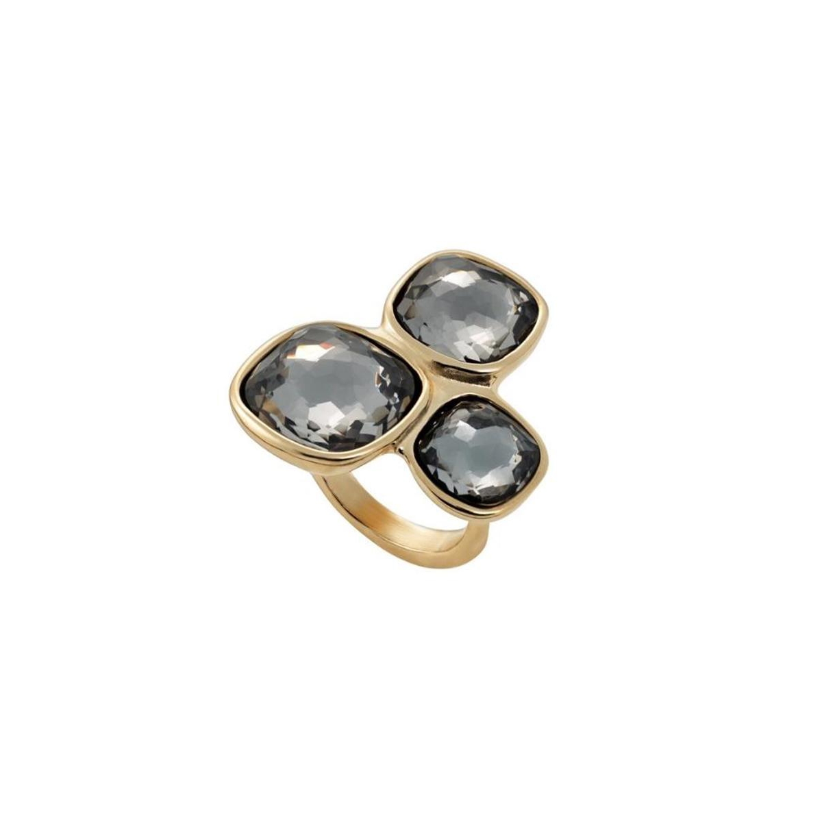 Unode50 Three Gray Irregular Crystal Metal Alloy Ring In Gold