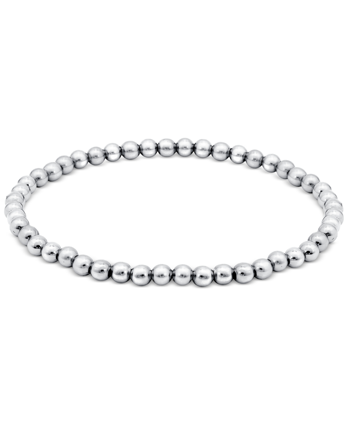 Giani Bernini Polished Beaded Stretch Bracelet (4mm) In 18k Gold Over Sterling Silver, Exclusively At Macy's In Silver