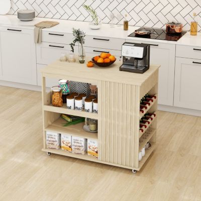 Rolling Kitchen Island Cart with Storage