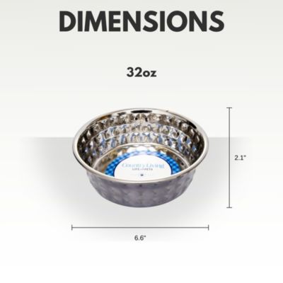 Set of 2 Hammered Stainless Steel Dog Bowls – Textured, Durable, Stylish & Functional