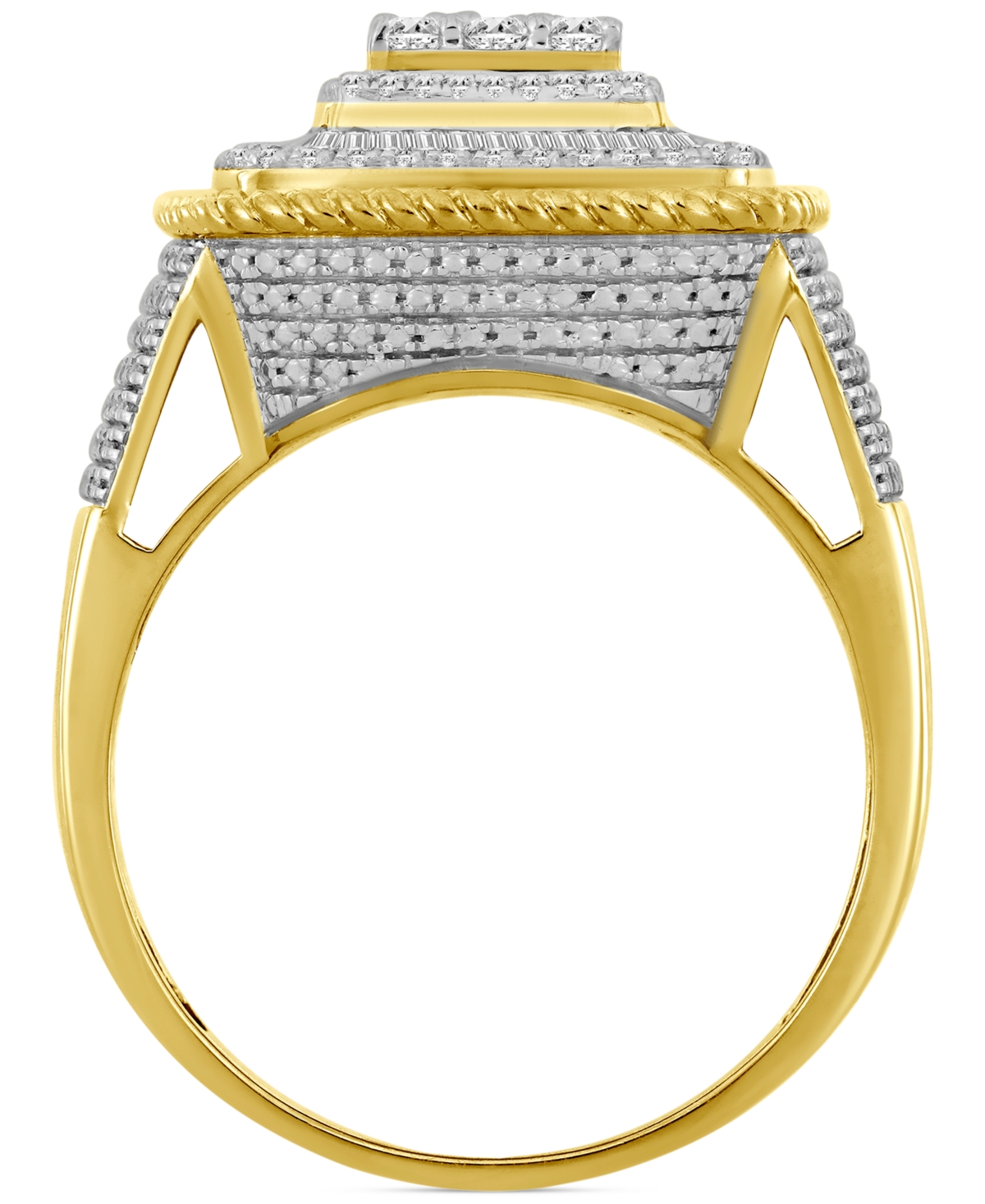 Macy's Men's Diamond Statement Ring (1 Ct. T.w.) In 10k Yellow Gold In Gold