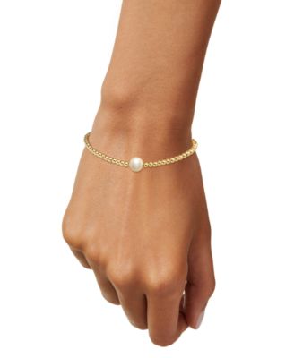 Cultured Freshwater Pearl (8-8.5mm) Beaded Bracelet in 14k Gold over Sterling Silver Made in Italy