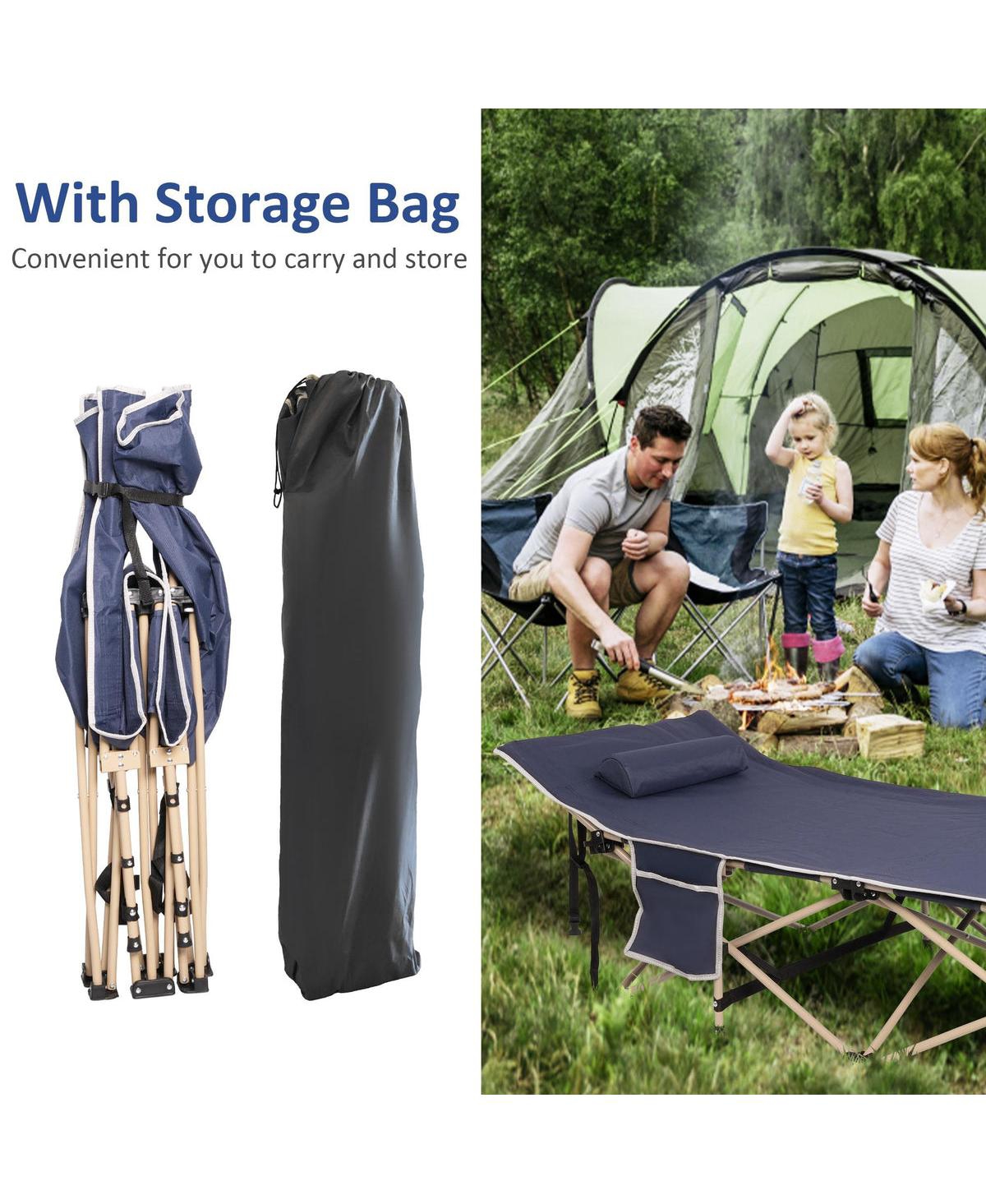 Slickblue Folding Camping Bed Outdoor Portable Cot for Sleeping, Hiking, and Travel with Bag & Pillow, 260 lbs Capacity