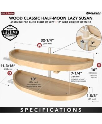 32" Lazy Susan Half-Moon Shaped 2-Shelf Turner, 4WLS882-32-570