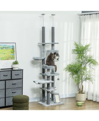 89"-100" Floor to Ceiling Cat Tree with Cat Perch & Condo,