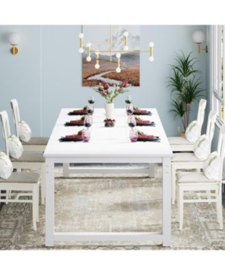 78.7"x39.4" Dining Table, Industrial Kitchen Table for 8-10 Person, Rectangular Dinner Table for Dining Room Kitchen Living Room, with Heavy Duty Metal Legs