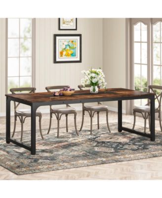 71"x35.4" Industrial Dining Table for 6–8, Rectangular Kitchen Table with Heavy Duty Metal Legs for Dining Room or Living Room