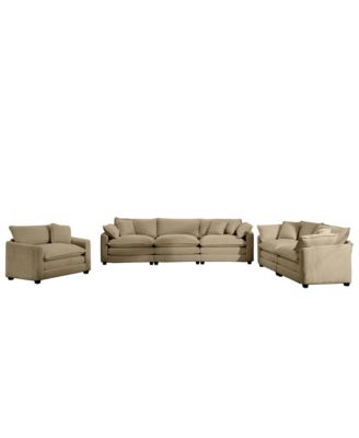 3 Piece Sectional Sofa Oversized Sectional Sofa Comfortable Sectional Sofa, One Single Sectional Sofa, One 2-Seater Sofas, One 3-Seater Sofas Tan Corduroy Deep Seat Sofa
