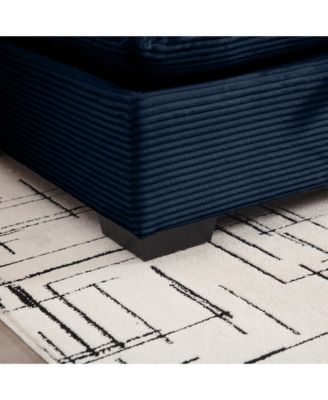 Sectional Sofa Comfy Corduroy Couch for Living Room with Pillows and Round Armrests, Modern Corduroy Sofa Sleeper Deep Couches with Storage Ottoman (Blue, 2-Seat)