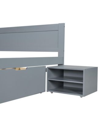 Streamdale Full Size Platform Bed With Drawer And Two Shelves, Gray
