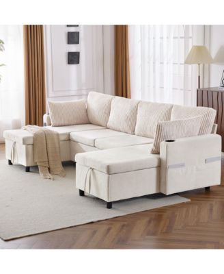 111.8" Sectional Sleeper Sofa with Storage