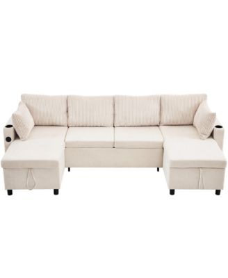 111.8" Sectional Sleeper Sofa with Storage