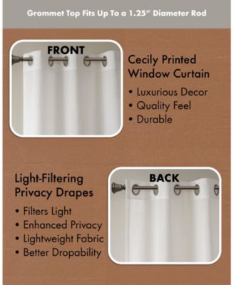 Cecily Burnout Printed Sheer Window Curtain, 95 inches long Single Sheer Curtain Panel, Width 50 curtains sheer for Bedroom and Living Room, Easy To Hang, Fits up to 1.25" Diameter Rod Mauve sheer curtains