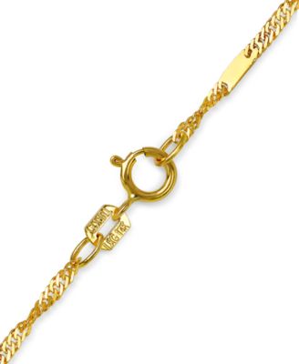 18" Flat Bar Singapore Chain Necklace (1/3mm) in 14k Gold