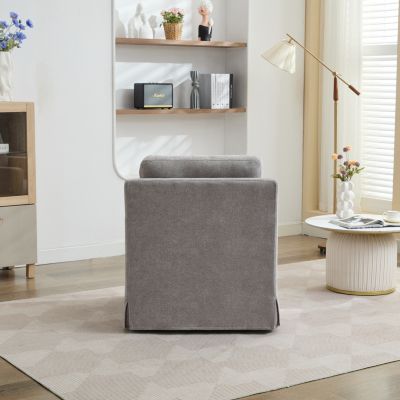 Streamdale Gray Chenille Swivel Accent Chair with Cushions