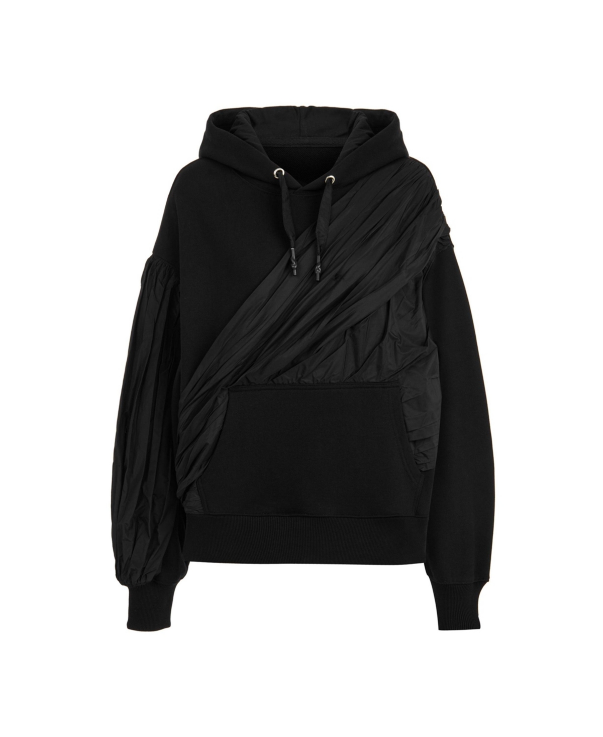 Nocturne Women's Hooded Sweatshirt with Taffeta Drape Detail