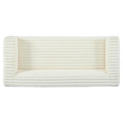 Modern 89" Corduroy Sofa with Squared Arm