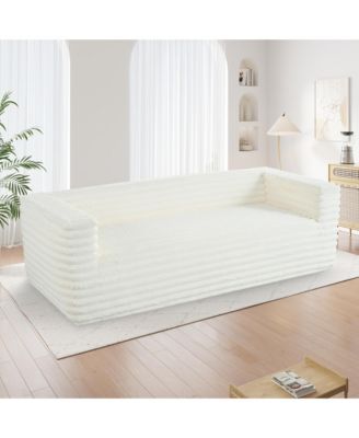 Modern 89" Corduroy Sofa with Squared Arm