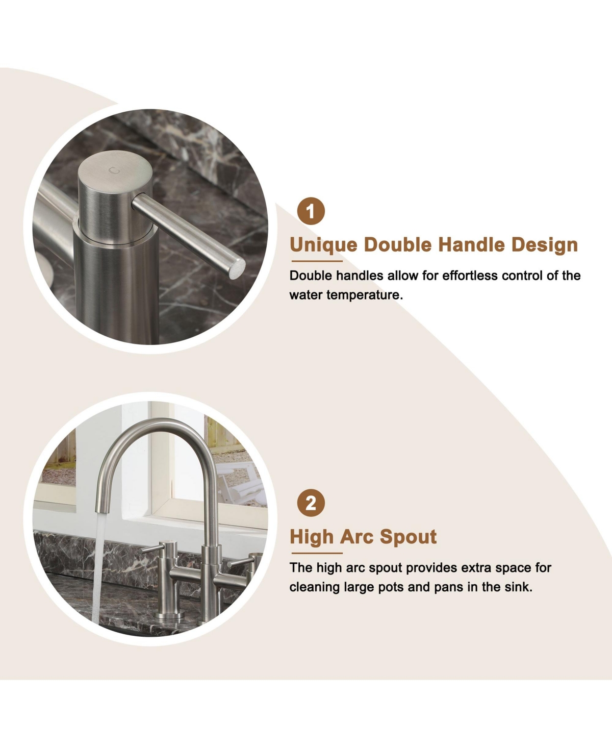 Mondawe 3-Hole Pull-Down Sprayer Kitchen Faucet with Side Sprayer