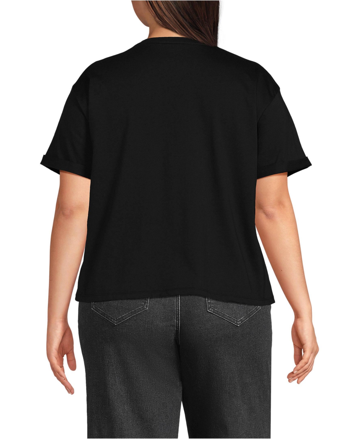 Lands' End Plus Size Oversized Supima Short Sleeve Crew Neck T-Shirt