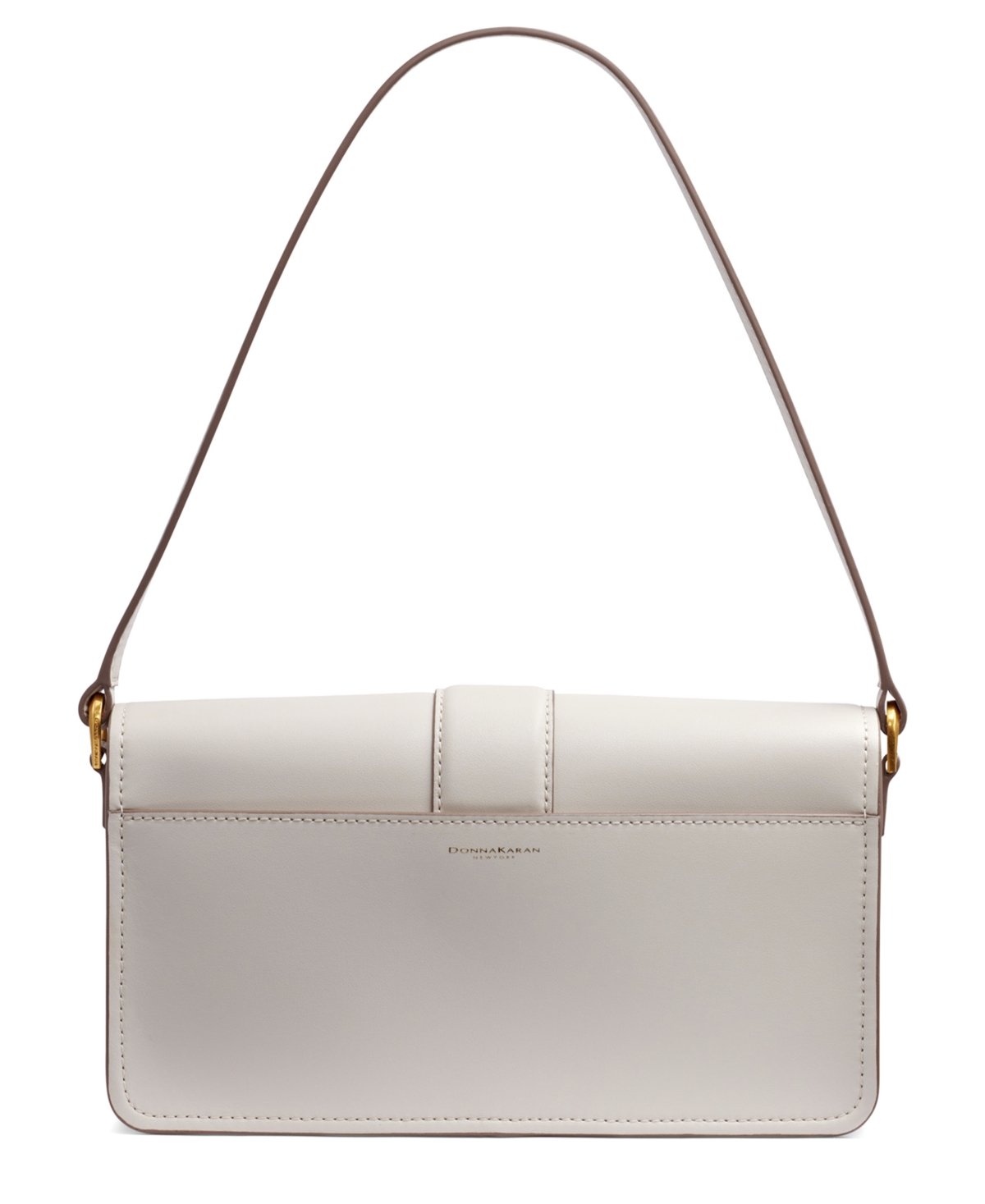 Shop Donna Karan Valley Stream Leather Buckle Shoulder With Removable Strap In Sand