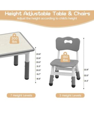 Kids Table and 6 Chairs Set with Storage Box, Height Adjustable Toddler Table and Chair Set for Ages 2-10, Graffiti Desktop, Non-Slip Legs, Children Activity Table for Daycare Classroom Home