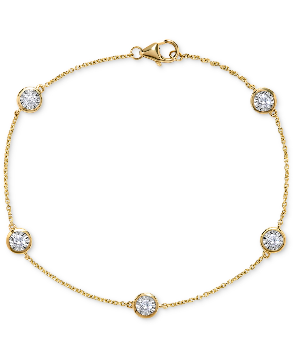 Macy's Diamond Bezel-set Cable Link Chain Bracelet (1/2 Ct. T.w.) In 14k Gold In Yellow Gold