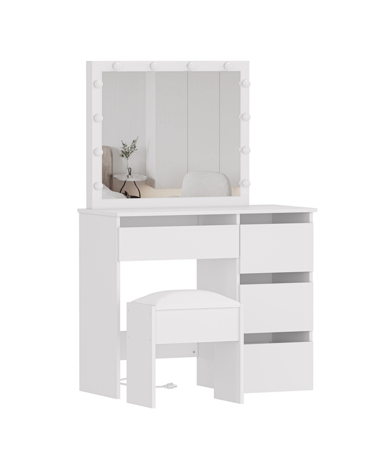 gaomon Vanity Desk, Makeup Vanity Desk, Light Mirror and Power Outlet